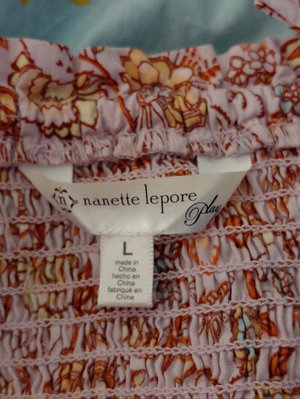 NANETTE LEPORE PLAY 100% COTTON LRG TIERED MAXI SMOCKED ADJ STRAPS FLORAL BOWS - Picture 7 of 11